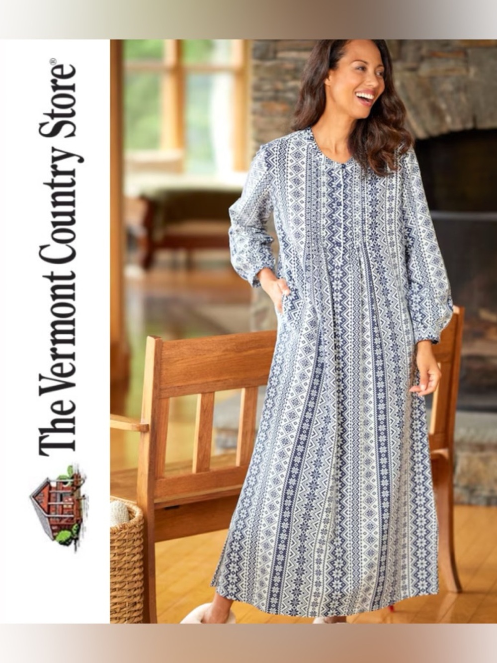 Nordic Snowflake Flannel Nightgown